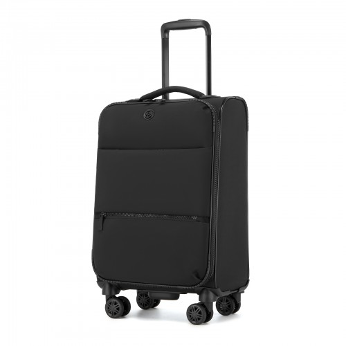 20-inch Women's Lightweight Softshell Suitcase with Spinner Wheels - Black