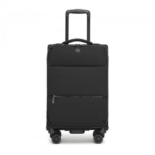20-inch Women's Lightweight Softshell Suitcase with Spinner Wheels - Black