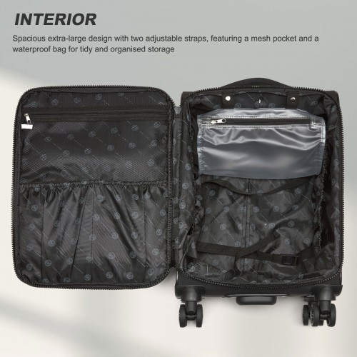 20-inch Women's Lightweight Softshell Suitcase with Spinner Wheels - Black