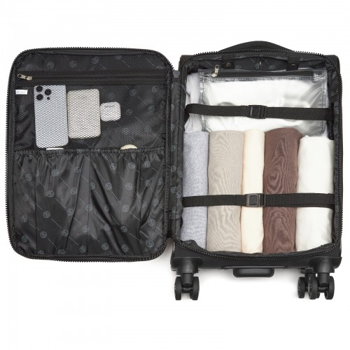 20-inch Women's Lightweight Softshell Suitcase with Spinner Wheels - Black