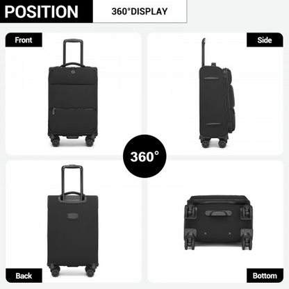 20-inch Women's Lightweight Softshell Suitcase with Spinner Wheels - Black