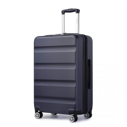KSK2482 - Kono 28 Inch Expandable Horizontal Engraved Hard Shell ABS+PC Check-In Suitcase with TSA Lock - Navy