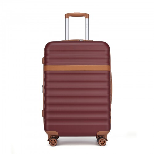 Kono 24 Inch Expandable Lightweight Hard Shell ABS+PC Check-In Suitcase with TSA Lock - Burgundy And Brown