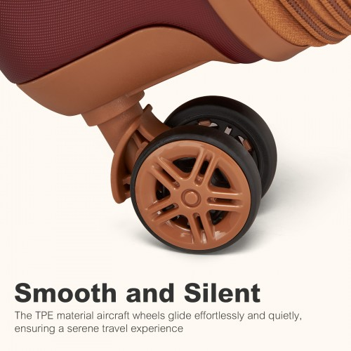 Kono 24 Inch Expandable Lightweight Hard Shell ABS+PC Check-In Suitcase with TSA Lock - Burgundy And Brown