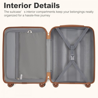 Kono 24 Inch Expandable Lightweight Hard Shell ABS+PC Check-In Suitcase with TSA Lock - Burgundy And Brown