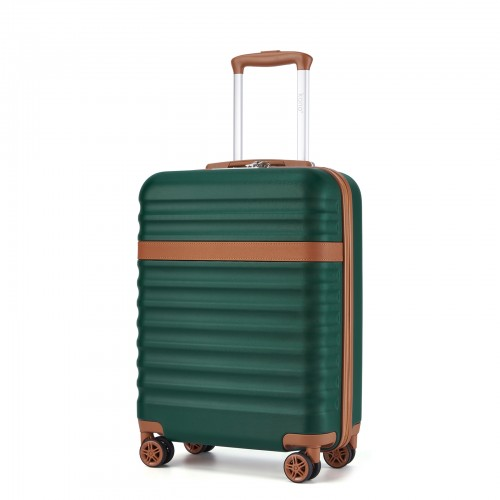 Kono 20 Inch Stylish Lightweight ABS+PC Cabin Carry-On Suitcase with TSA Lock - Green and Brown