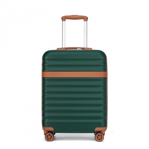 Kono 20 Inch Stylish Lightweight ABS+PC Cabin Carry-On Suitcase with TSA Lock - Green and Brown