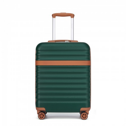 Kono 20 Inch Stylish Lightweight ABS+PC Cabin Carry-On Suitcase with TSA Lock - Green and Brown