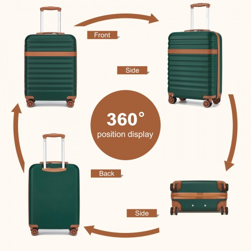 Kono 20 Inch Stylish Lightweight ABS+PC Cabin Carry-On Suitcase with TSA Lock - Green and Brown