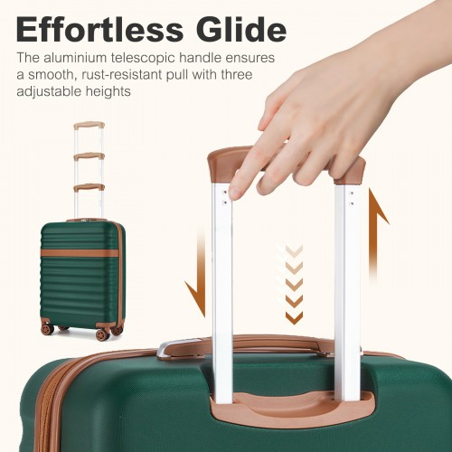 Kono 20 Inch Stylish Lightweight ABS+PC Cabin Carry-On Suitcase with TSA Lock - Green and Brown