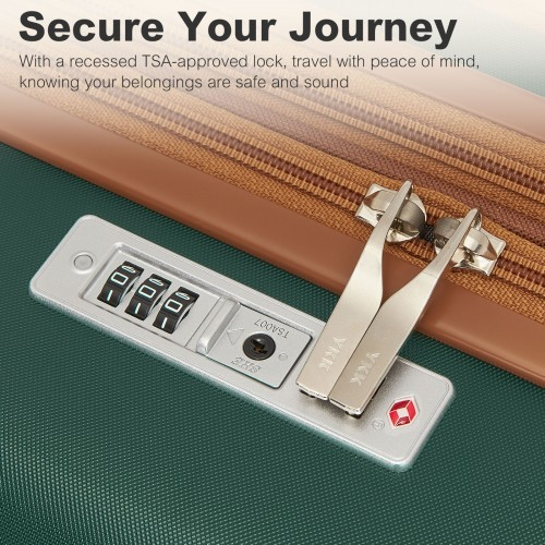 Kono 20 Inch Stylish Lightweight ABS+PC Cabin Carry-On Suitcase with TSA Lock - Green and Brown