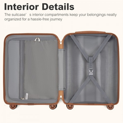 Kono 20 Inch Stylish Lightweight ABS+PC Cabin Carry-On Suitcase with TSA Lock - Green and Brown