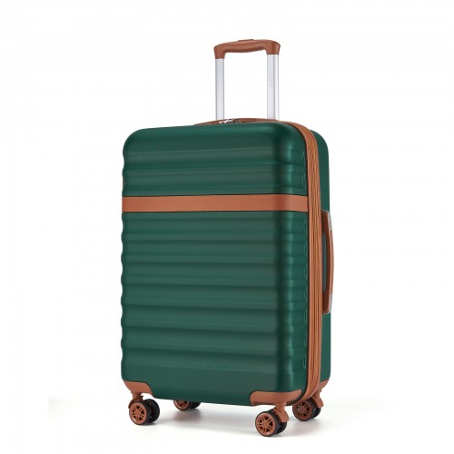 Kono 24 Inch Expandable Lightweight Hard Shell Suitcase with TSA Lock - Green And Brown | Ideal for Extended Trips and Secure Travel