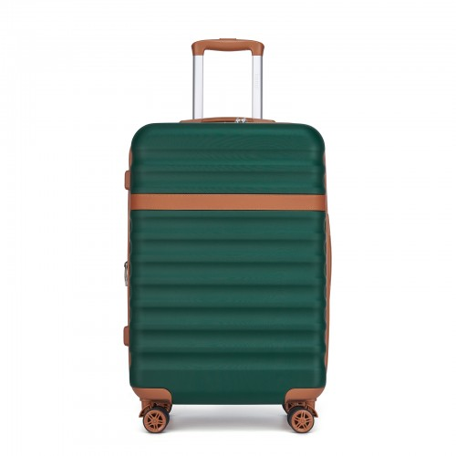 Kono 24 Inch Expandable Lightweight Hard Shell Suitcase with TSA Lock - Green And Brown | Ideal for Extended Trips and Secure Travel