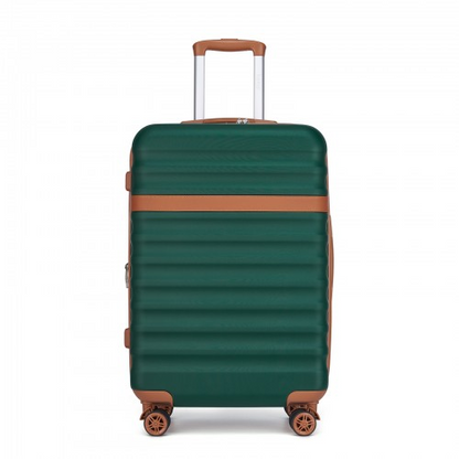 Kono 24 Inch Expandable Lightweight Hard Shell Suitcase with TSA Lock - Green And Brown | Ideal for Extended Trips and Secure Travel
