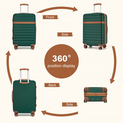 Kono 24 Inch Expandable Lightweight Hard Shell Suitcase with TSA Lock - Green And Brown | Ideal for Extended Trips and Secure Travel