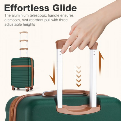 Kono 24 Inch Expandable Lightweight Hard Shell Suitcase with TSA Lock - Green And Brown | Ideal for Extended Trips and Secure Travel