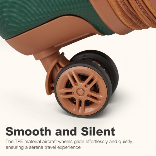 Kono 24 Inch Expandable Lightweight Hard Shell Suitcase with TSA Lock - Green And Brown | Ideal for Extended Trips and Secure Travel