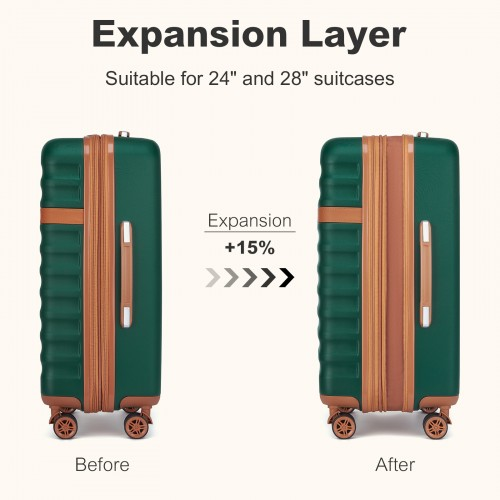 Kono 24 Inch Expandable Lightweight Hard Shell Suitcase with TSA Lock - Green And Brown | Ideal for Extended Trips and Secure Travel