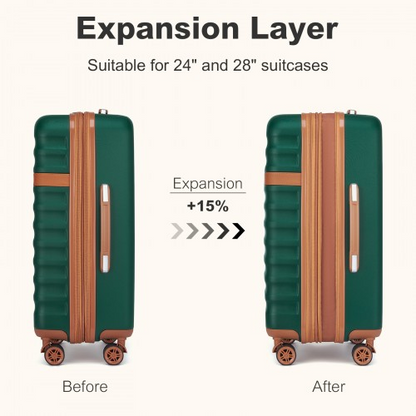 Kono 24 Inch Expandable Lightweight Hard Shell Suitcase with TSA Lock - Green And Brown | Ideal for Extended Trips and Secure Travel
